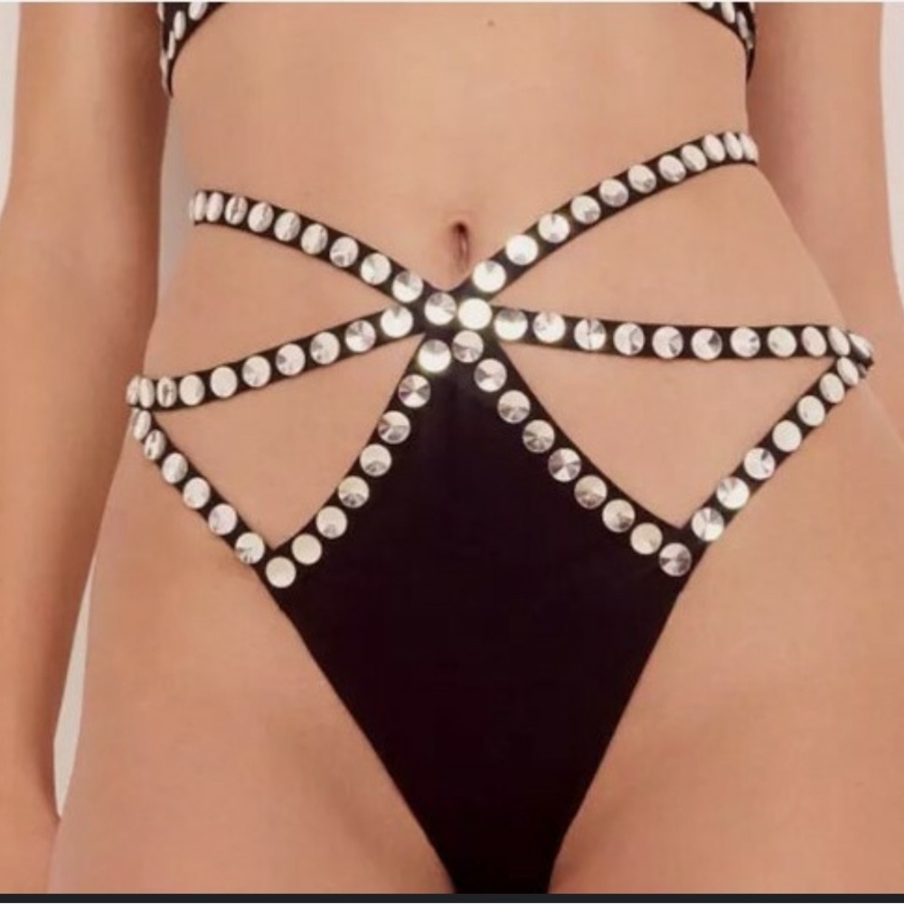 For Love And Lemons Black Studded Panties